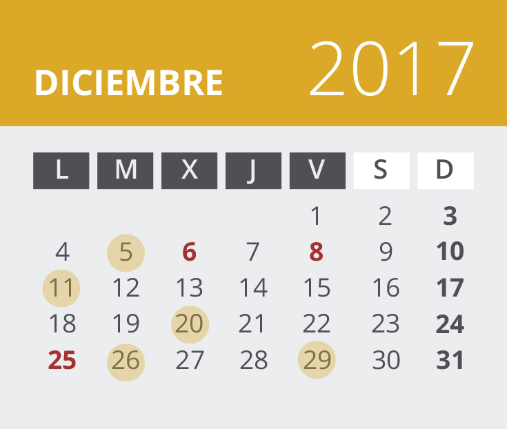 Calendario del Territorio Guipuzcoa. Diciembre